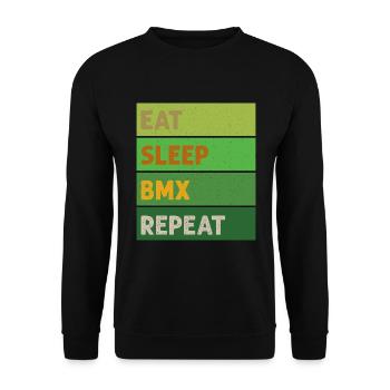 Eat Sleep BMX Repeat - Unisex Sweatshirt - black - Front - Alina (178cm) & Michal (187cm)