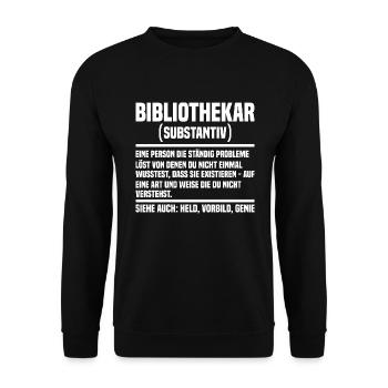 Bibliothekar - Unisex Pullover - Schwarz - Vorne - Alina (178cm) & Michal (187cm)