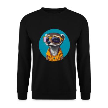 Cool Look Meerkat | Sonnenbrillen Erdmännchen - Unisex Pullover - Schwarz - Vorne - Alina (178cm) & Michal (187cm)