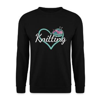 Knitter Heart Knitting - Unisex Sweatshirt - black - Front - Alina (178cm) & Michal (187cm)