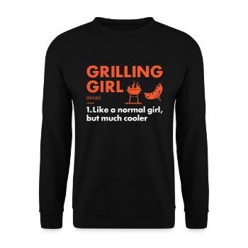 Griller Girl Definition Grilling - Unisex Pullover - Schwarz - Vorne - Alina (178cm) & Michal (187cm)