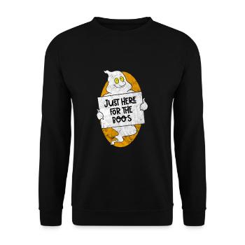 Gespenst camping Lagerfeuer Klassenfahrt Halloween - Unisex Pullover - Schwarz - Vorne - Alina (178cm) & Michal (187cm)