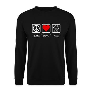 Chef ramasseurs de champignons Peace Love - Sweat-shirt Unisexe - noir - Devant - Alina (178cm) & Michal (187cm)