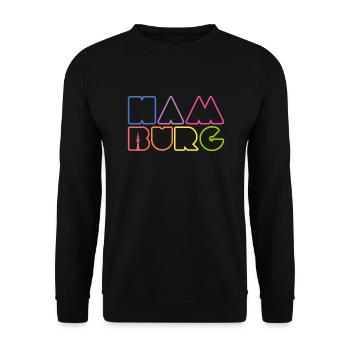 Hamburg Grafik Hansestadt Norden Hamburg - Unisex Pullover - Schwarz - Vorne - Alina (178cm) & Michal (187cm)