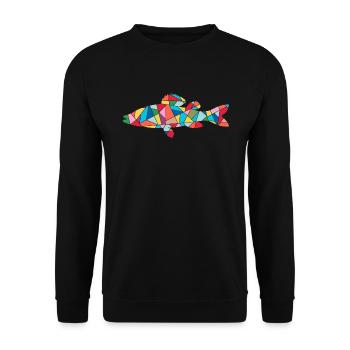 Zander Angler Fischen Herren Kinder Fische Angeln - Unisex Pullover - Schwarz - Vorne - Alina (178cm) & Michal (187cm)