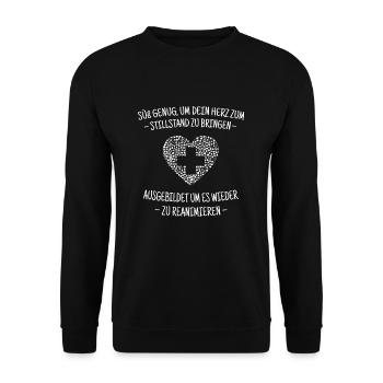 Süß genug Herz stoppen - Krankenschwester Shirt - Unisex Pullover - Schwarz - Vorne - Alina (178cm) & Michal (187cm)