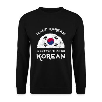 Half Is Korean Is Better Than No Korean - Unisex Sweatshirt - black - Front - Alina (178cm) & Michal (187cm)