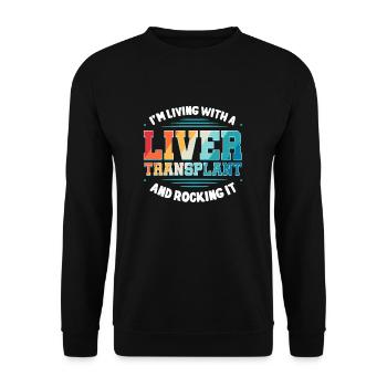 Je vis avec une greffe de foie - Sweat-shirt Unisexe - noir - Devant - Alina (178cm) & Michal (187cm)
