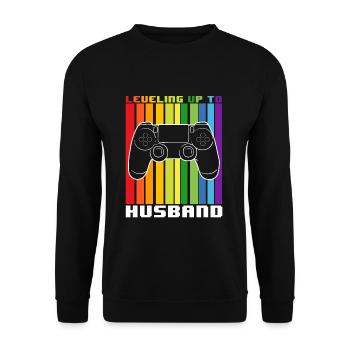 Leveling Up To Husband - Unisex Pullover - Schwarz - Vorne - Alina (178cm) & Michal (187cm)