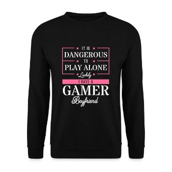 I have a gamer girlfriend - Unisex Sweatshirt - black - Front - Alina (178cm) & Michal (187cm)