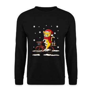 Chat de Noël sur vélo - Sweat-shirt Unisexe - noir - Devant - Alina (178cm) & Michal (187cm)