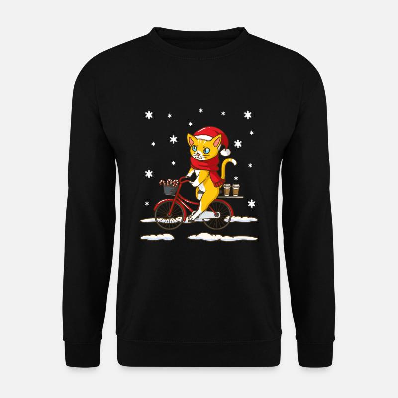 Chat de Noël sur vélo - Sweat-shirt Unisexe - noir