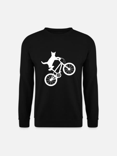 Katze reitet Fahrrad Lustige Katze Biker Geschenk - Unisex Pullover - Schwarz