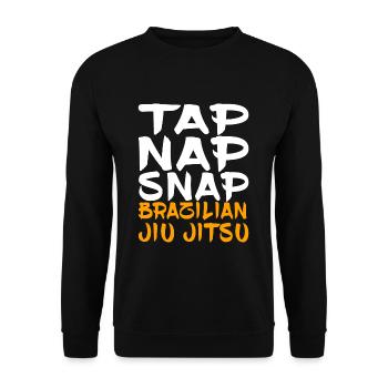 Appuyez sur Nap Snap Jiu Jitsu brésilien - Sweat-shirt Unisexe - noir - Devant - Alina (178cm) & Michal (187cm)