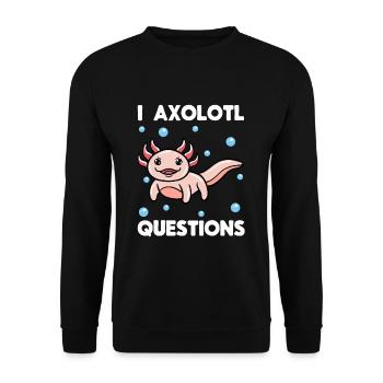 I Axolotl Questions - Unisex Pullover - Schwarz - Vorne - Alina (178cm) & Michal (187cm)
