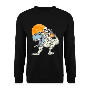 Skelett Reitmama Dinosaurier - Unisex Pullover - Schwarz - Vorne - Alina (178cm) & Michal (187cm)