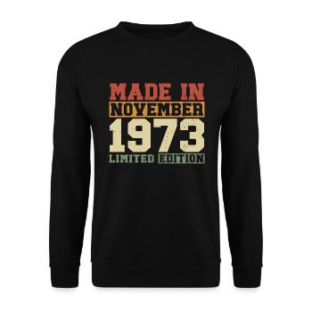 Novembre 1973 Vintage Vintage cadeau d’anniversaire - Sweat-shirt Unisexe - noir - Devant - Alina (178cm) & Michal (187cm)