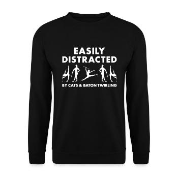 Easily Distracted By Cats And Baton Twirling - Unisex Sweatshirt - black - Front - Alina (178cm) & Michal (187cm)
