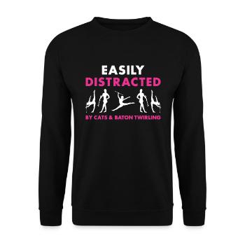 Easily Distracted By Cats And Baton Twirling - Unisex Sweatshirt - black - Front - Alina (178cm) & Michal (187cm)