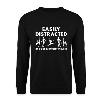 Facilement distrait par les chiens et le twirling de bâton - Sweat-shirt Unisexe - noir - Devant - Alina (178cm) & Michal (187cm)