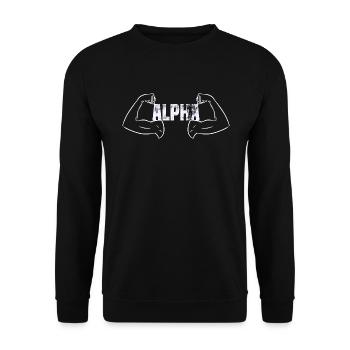 Alpha - Unisex Pullover - Schwarz - Vorne - Alina (178cm) & Michal (187cm)