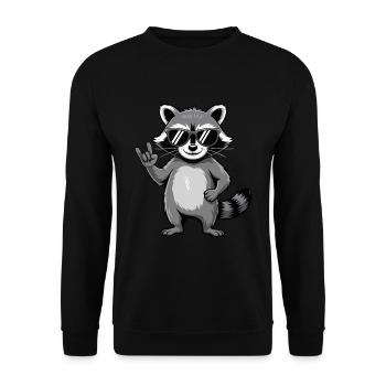 Cool raccoon with sunglasses - Unisex Sweatshirt - black - Front - Alina (178cm) & Michal (187cm)