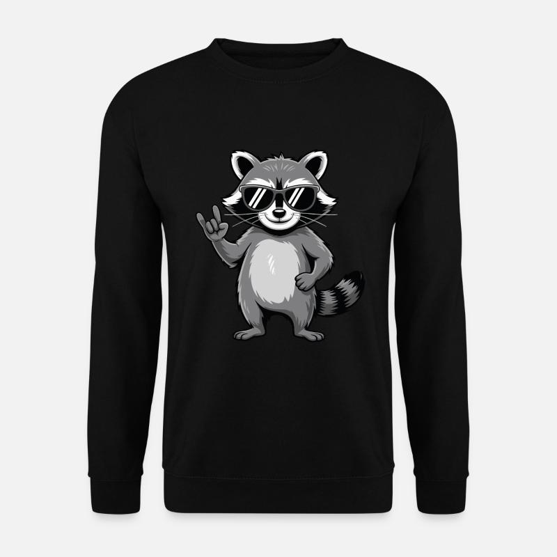Cooler Waschbar mit Sonnenbrille - Unisex Pullover - Schwarz