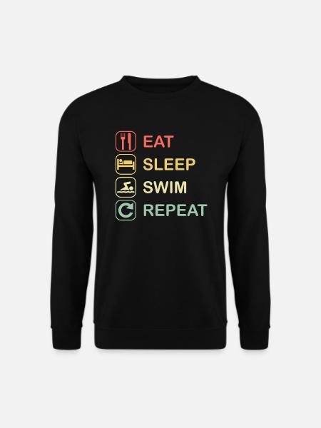 Eat Sleep Swim Repeat | Schwimmen Schwimmer - Unisex Pullover - Schwarz