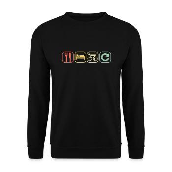 Eat Sleep Rennrad Repeat | Radfahrer Fahrrad Retro - Unisex Pullover - Schwarz - Vorne - Alina (178cm) & Michal (187cm)