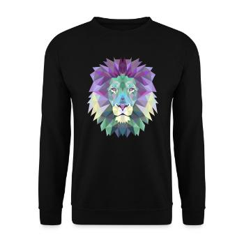 LION POLYGON - Unisex Sweatshirt - black - Front - Alina (178cm) & Michal (187cm)