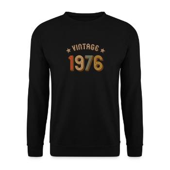 1976 Vintage Retro Jahrgang Geburtsjahr Geburtstag - Unisex Pullover - Schwarz - Vorne - Alina (178cm) & Michal (187cm)