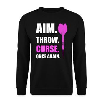 aim. throw. Dart Darts Gift - Unisex Sweatshirt - black - Front - Alina (178cm) & Michal (187cm)