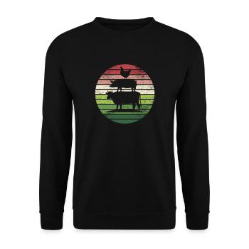 ferme animaux vache bovin porc poulet coq farmer - Sweat-shirt Unisexe - noir - Devant - Alina (178cm) & Michal (187cm)