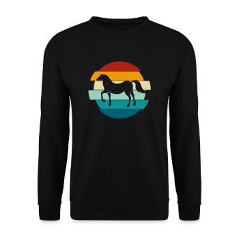 Pferde Pferde Retro Vintage Geschenk - Unisex Pullover - Schwarz - Vorne - Alina (178cm) & Michal (187cm)
