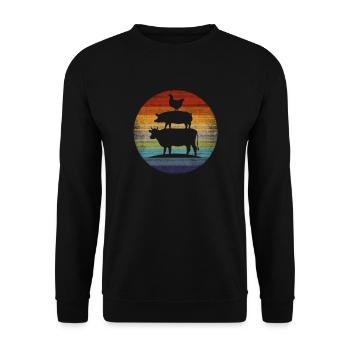 Vache, porc et poulet - Sweat-shirt Unisexe - noir - Devant - Alina (178cm) & Michal (187cm)