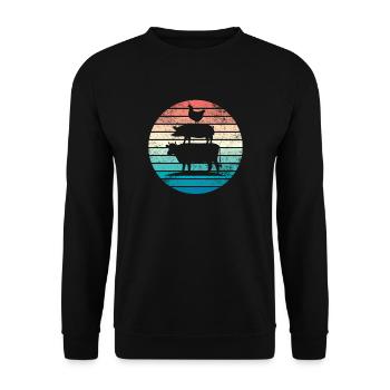Cow Farm Farm Gift - Unisex Sweatshirt - black - Front - Alina (178cm) & Michal (187cm)