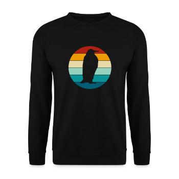 Pinguin Pinguine Retro Vintage Bunt Geschenk - Unisex Pullover - Schwarz - Vorne - Alina (178cm) & Michal (187cm)
