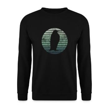 Pinguin Pinguine Retro Vintage Bunt Geschenk - Unisex Pullover - Schwarz - Vorne - Alina (178cm) & Michal (187cm)