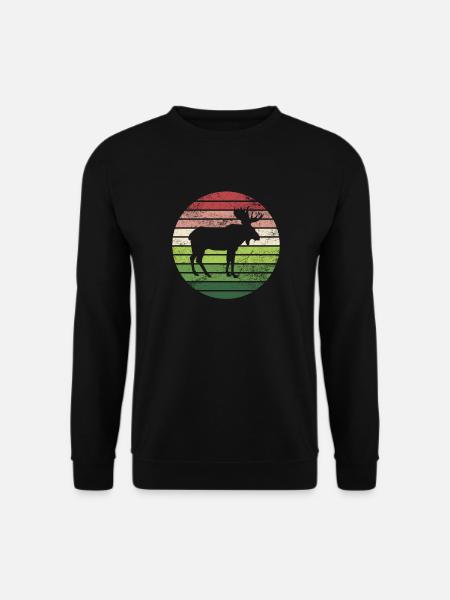 Elch Natur Landschaft Hirsch Vintage Retro Wald - Unisex Pullover - Schwarz