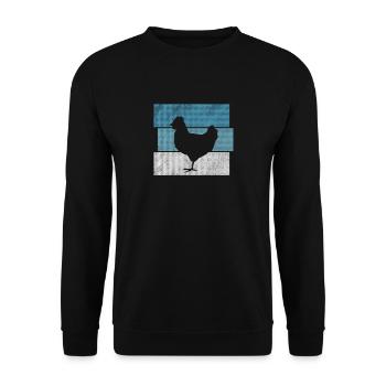 Huhn Hühner Retro - Unisex Pullover - Schwarz - Vorne - Alina (178cm) & Michal (187cm)