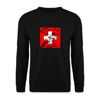 Schweiz Schweizer Flagge - Unisex Pullover - Schwarz - Vorne - Alina (178cm) & Michal (187cm)