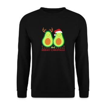 Christmas Avocado Vegan Gift - Unisex Sweatshirt - black - Front - Alina (178cm) & Michal (187cm)