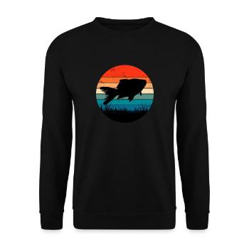 Fischzucht Fisch Aquarium Aquaristik Geschenk - Unisex Pullover - Schwarz - Vorne - Alina (178cm) & Michal (187cm)