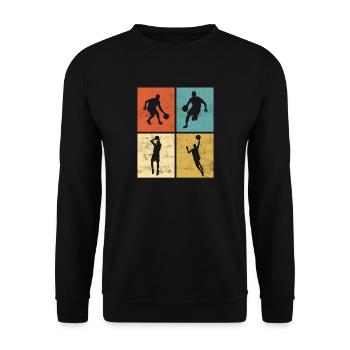 Basketball Retro Vintage - Basketballer - Unisex Pullover - Schwarz - Vorne - Alina (178cm) & Michal (187cm)