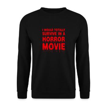 Horrorfilm Horror Halloween Gruselig Geschenk - Unisex Pullover - Schwarz - Vorne - Alina (178cm) & Michal (187cm)