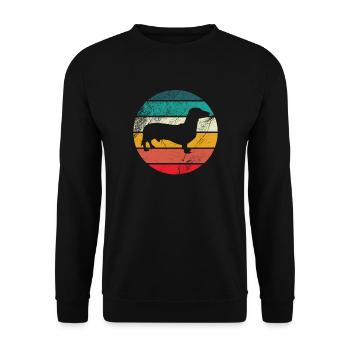 Retro Dachshund Dachshund Dog Silhouette Gift - Unisex Sweatshirt - black - Front - Alina (178cm) & Michal (187cm)