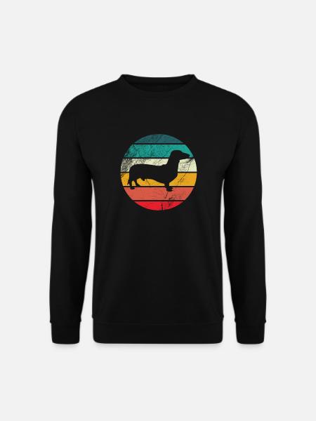 Retro Dackel Dackelhund Hund Silhouette Geschenk - Unisex Pullover - Schwarz