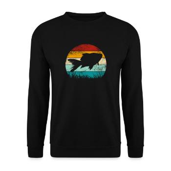 Fischzucht Fisch Aquarium Aquaristik Geschenk - Unisex Pullover - Schwarz - Vorne - Alina (178cm) & Michal (187cm)
