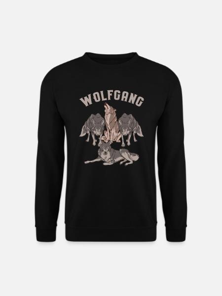 Wolfgang Vorname Wortspiel Wölfe WOLF GANG - Unisex Pullover - Schwarz