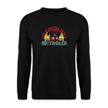 Rottweiler Hund Hunde Rottie Rotti Geschenk - Unisex Pullover - Schwarz - Vorne - Alina (178cm) & Michal (187cm)